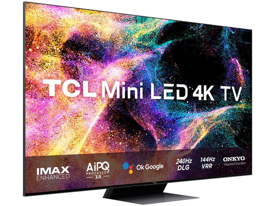 Smart TV 75” 4K QLED Mini LED TCL 75C845 - 120Hz Wi-Fi Bluetooth Google Assistente 4 HDMI - 4