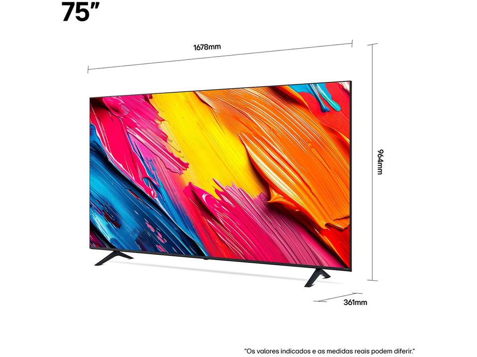 Smart TV 75" LG 4K QNED 75QNED70ASA WebOS 25 a7 AI Processor 4K Gen8 Alexa 3 HDMI 2 USB - 14