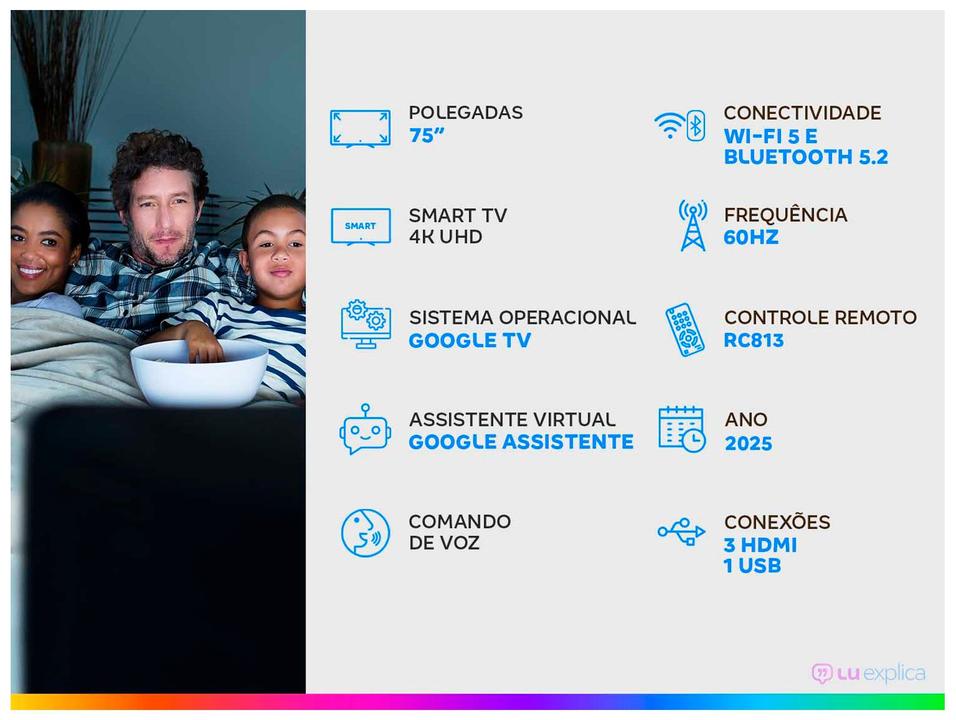 Smart TV 75" TCL 4K UHD LED HVA Google TV 75P6K 2025 - 1