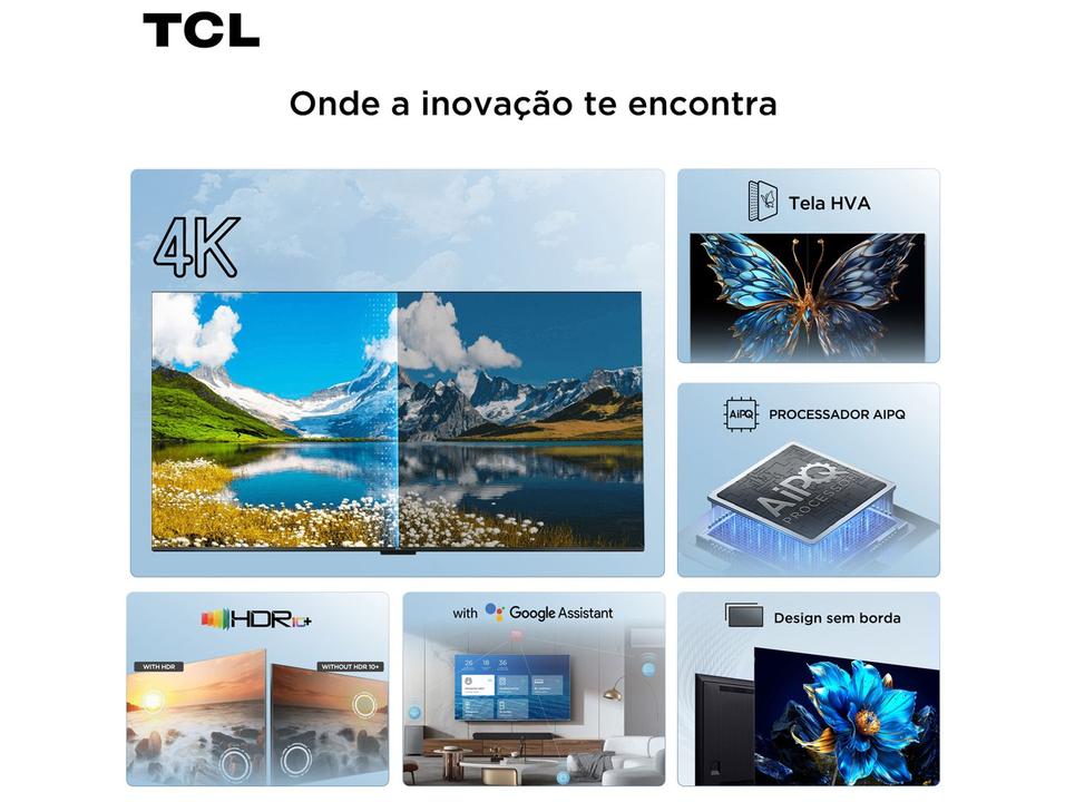 Smart TV 75" TCL 4K UHD LED HVA Google TV 75P6K 2025 - 4