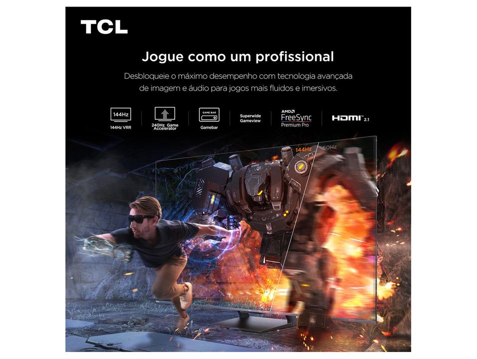 Smart TV 75" TCL 4K UHD MiniLED 75C7K 144Hz Google TV AiPQ Pro Google Assistente 4 HDMI - 5