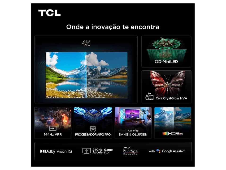 Smart TV 75" TCL 4K UHD MiniLED 75C7K 144Hz Google TV AiPQ Pro Google Assistente 4 HDMI - 2