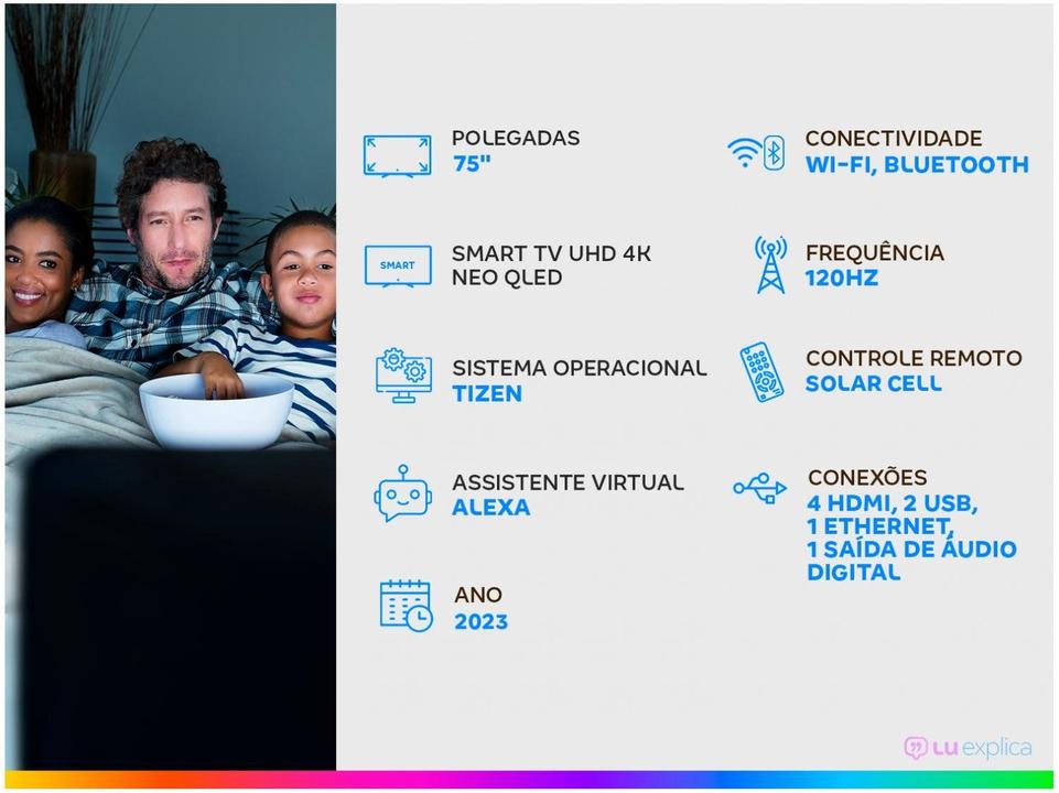 Smart TV 75” Ultra HD 4K Neo QLED Samsung QN75QN85CA 120Hz Wi-Fi Bluetoot - 1