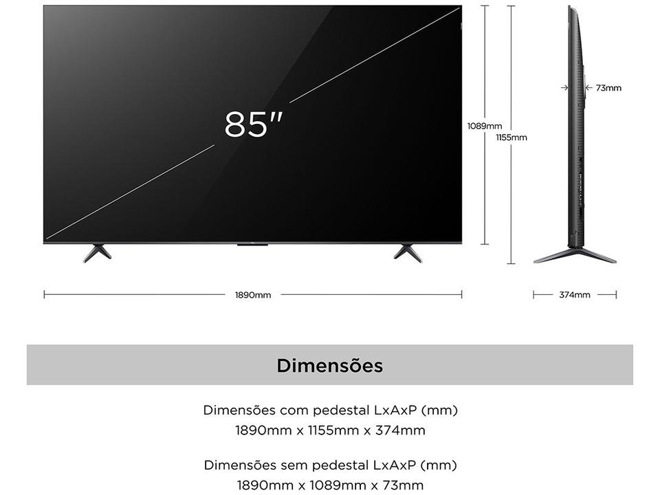 Smart TV 85” 4K UHD QLED TCL 85C655 Wi-Fi - 11