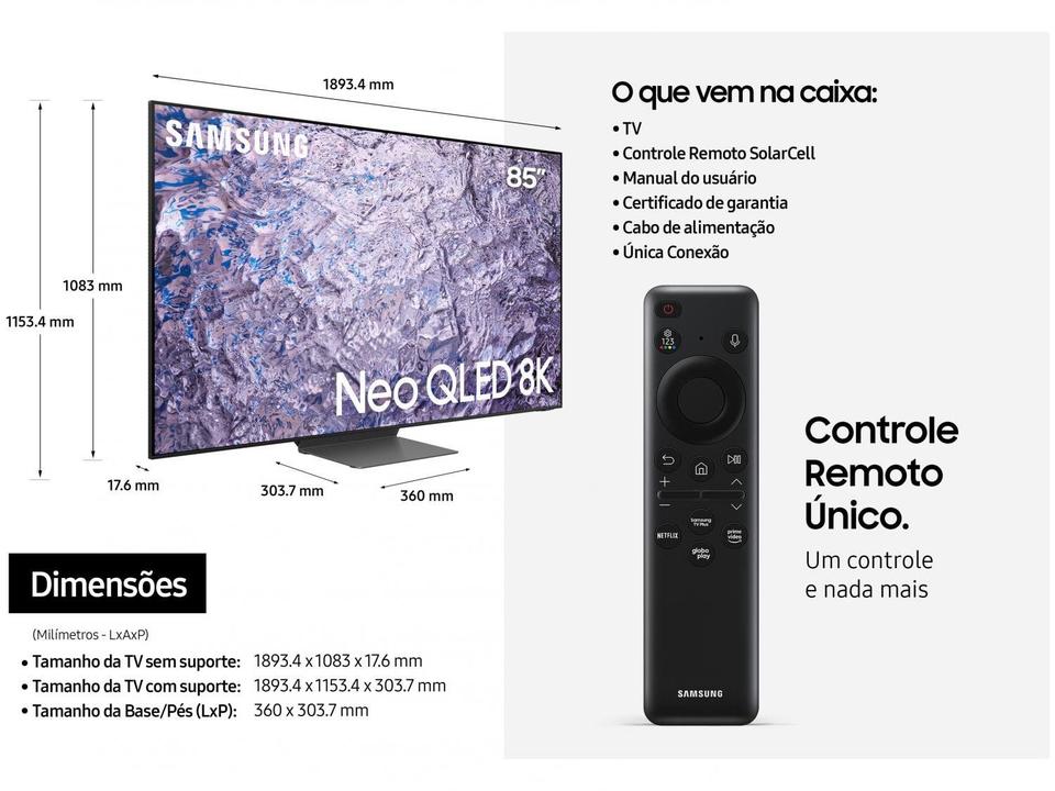 Smart TV 85” 8K Neo QLED Samsung QN85QN800 - 14