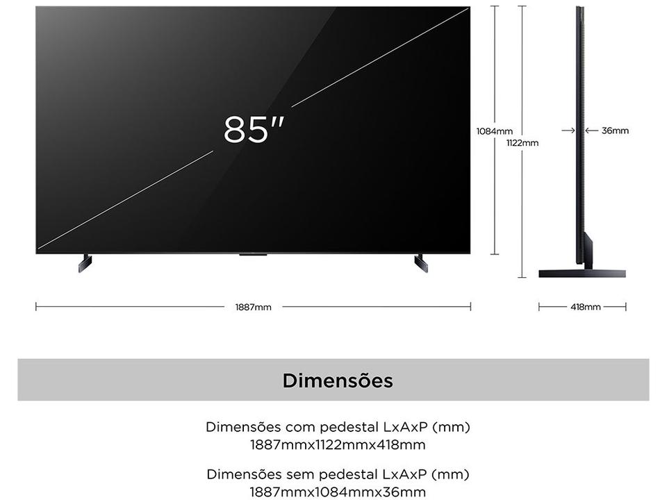 Smart TV 85" TCL 4K QD-Mini LED Ultra Premium C855 120Hz Android AiPQ Pro Google Assistente 4 HDMI - 9