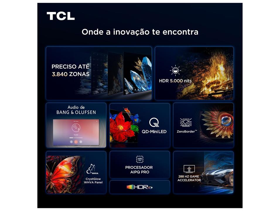 Smart TV 85" TCL 4K UHD Mini LED C8K 85C8K Google TV 2025 - 4