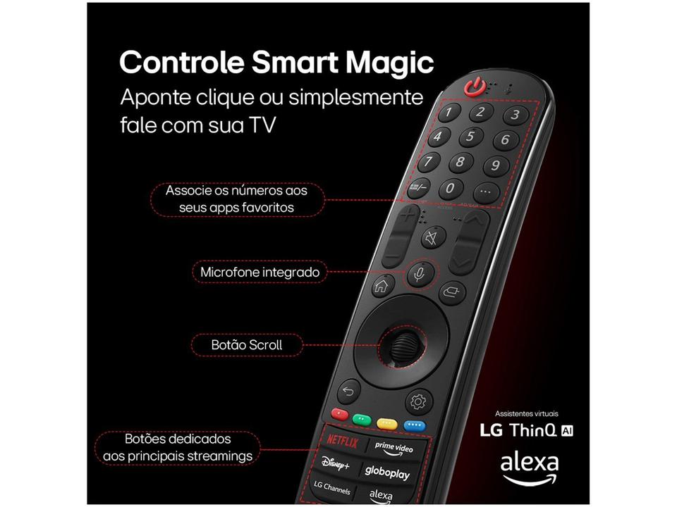 Smart TV 86" 4K LG NanoCell 86NANO80T Processador a8 AI Painel 120Hz FreeSync Alexa/Chromecast integrado webOS 24 Controle Smart Magi - 8