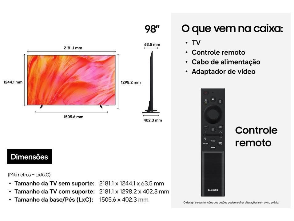 Smart TV 98" Samsung 4K Crystal UHD One UI Tizen UN98U9500HGXZD 2026 - 6