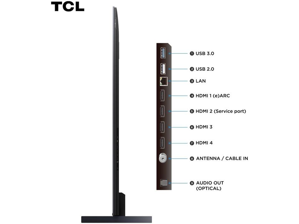 Smart TV 98" TCL UHD 4K MINILED 98C6K 120Hz Google TV AiPQ Pro Google Assistente 4 HDMI 2 USB - 11