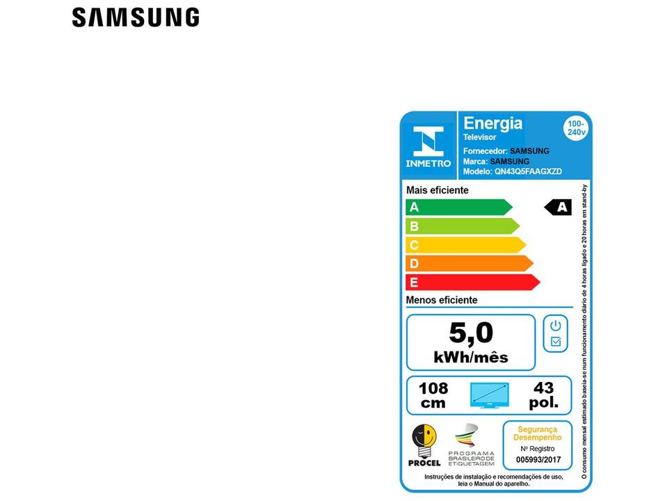 Smart TV Samsung Full HD QLED Q5F Tizen QN43Q5FAAGXZD 2025 - 7