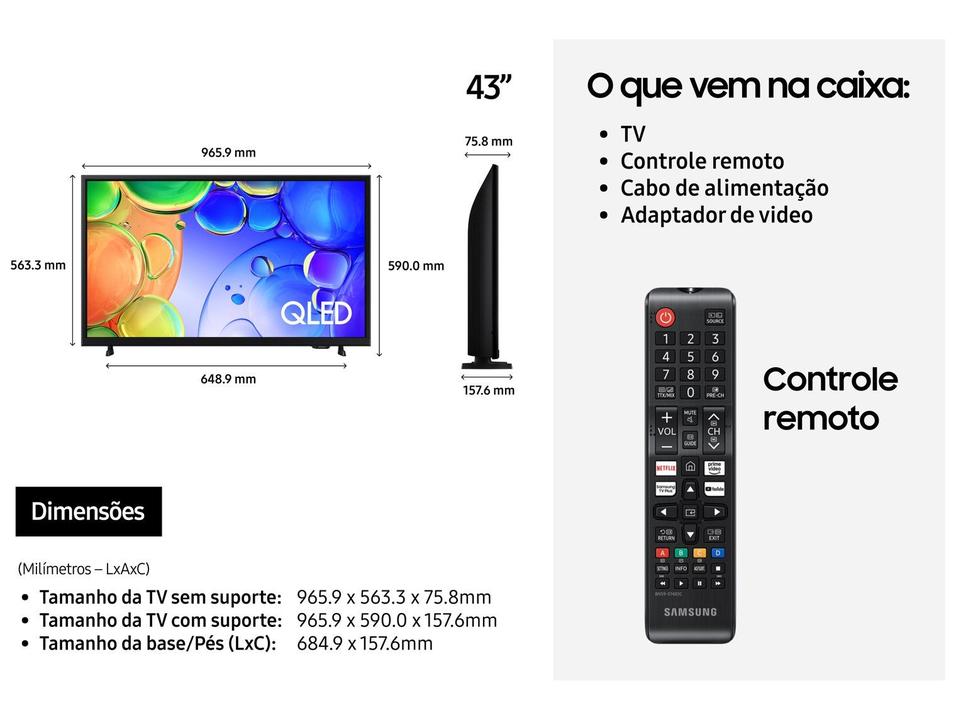 Smart TV Samsung Full HD QLED Q5F Tizen QN43Q5FAAGXZD 2025 - 5