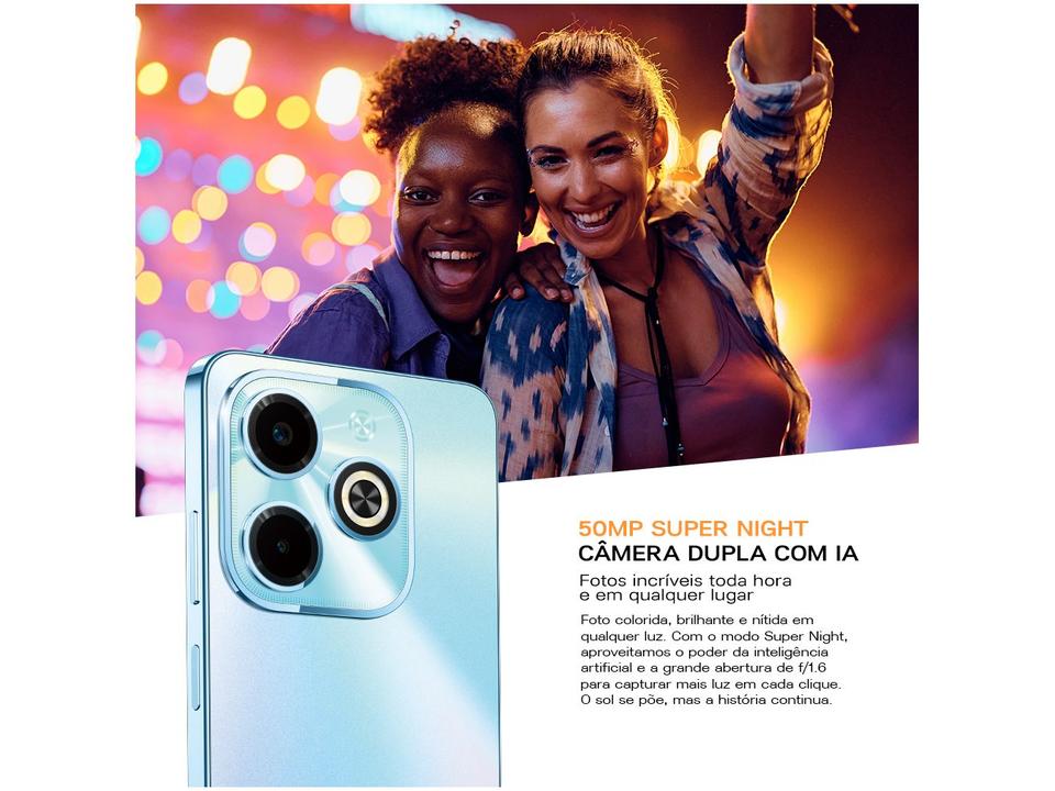 Smartphone Infinix Hot 40i 256GB Preto 8GB RAM 6,6" Câm. Dupla Dual Chip - 7