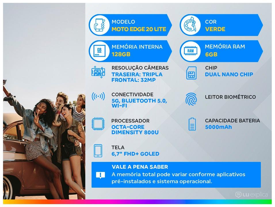 Smartphone Motorola Edge 20 Lite 128GB Verde 5G 6GB RAM Tela 6,7” Câm. Tripla + Selfie 32M - 3