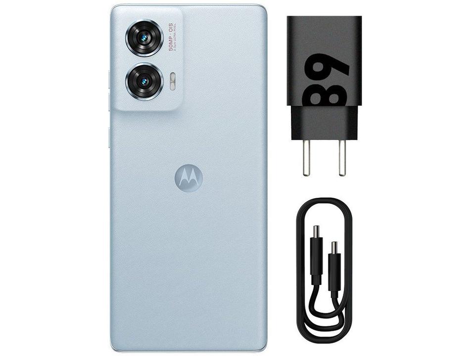 Smartphone Motorola Edge 50 Fusion 256GB Light Blue Vegan Leather 5G 8GB RAM 6,7" Câmera Sony Dupla Selfie 32MP Dual Chip - 9