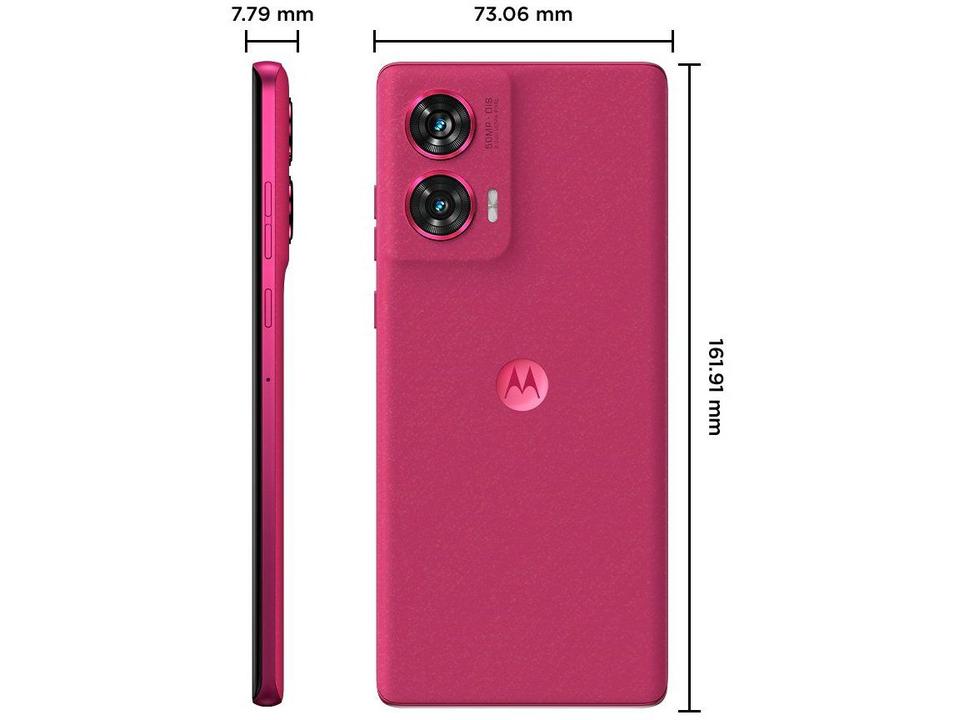 Smartphone Motorola Edge 50 Fusion 256GB Pink Vegan Suede 5G 16GB RAM 6,7" Câmera Sony Dupla Selfie 32MP Dual Chip - 10