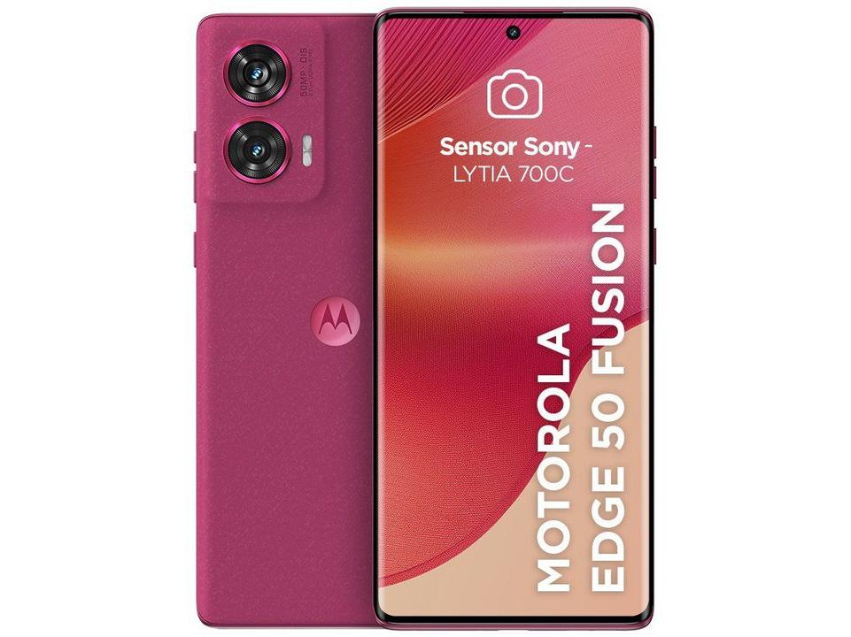 Smartphone Motorola Edge 50 Fusion 256GB Pink Vegan Suede 5G 16GB RAM 6,7" Câmera Sony Dupla Selfie 32MP Dual Chip - 5