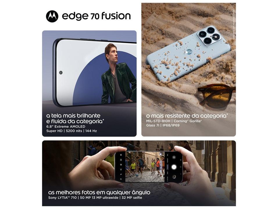 Smartphone Motorola Edge 70 Fusion 256GB 5G 24GB RAM Branco 6,8" Câmera Tripla + Selfie 32MP - 3