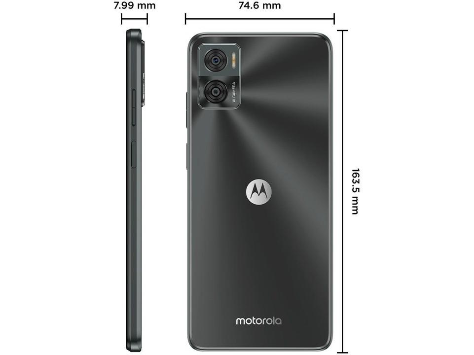Smartphone Motorola Moto E22 128GB Grafite 4G 4GB RAM 6,5" Câm. Dupla + Selfie 5MP Dual Chip - 8
