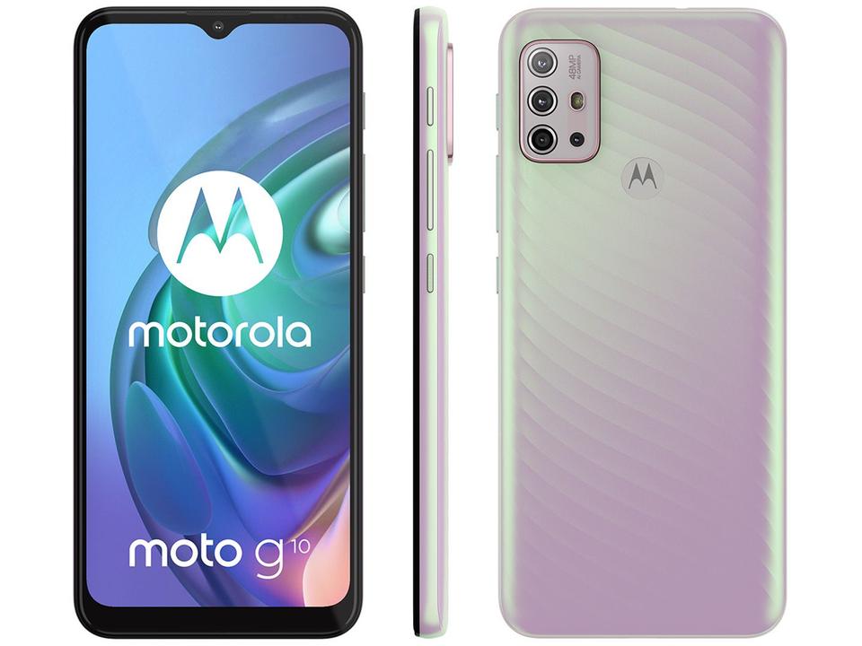 Smartphone Motorola Moto G10 64GB Cinza Aurora 4G 4GB RAM Tela 6,5” Câm. Quádrupla + Selfie 8MP