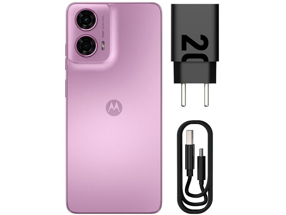 Smartphone Motorola Moto G24 128GB Rosa 4GB + 4GB RAM Boost 6,6" Câm. Dupla + Selfie 8MP Dual Chip - 15