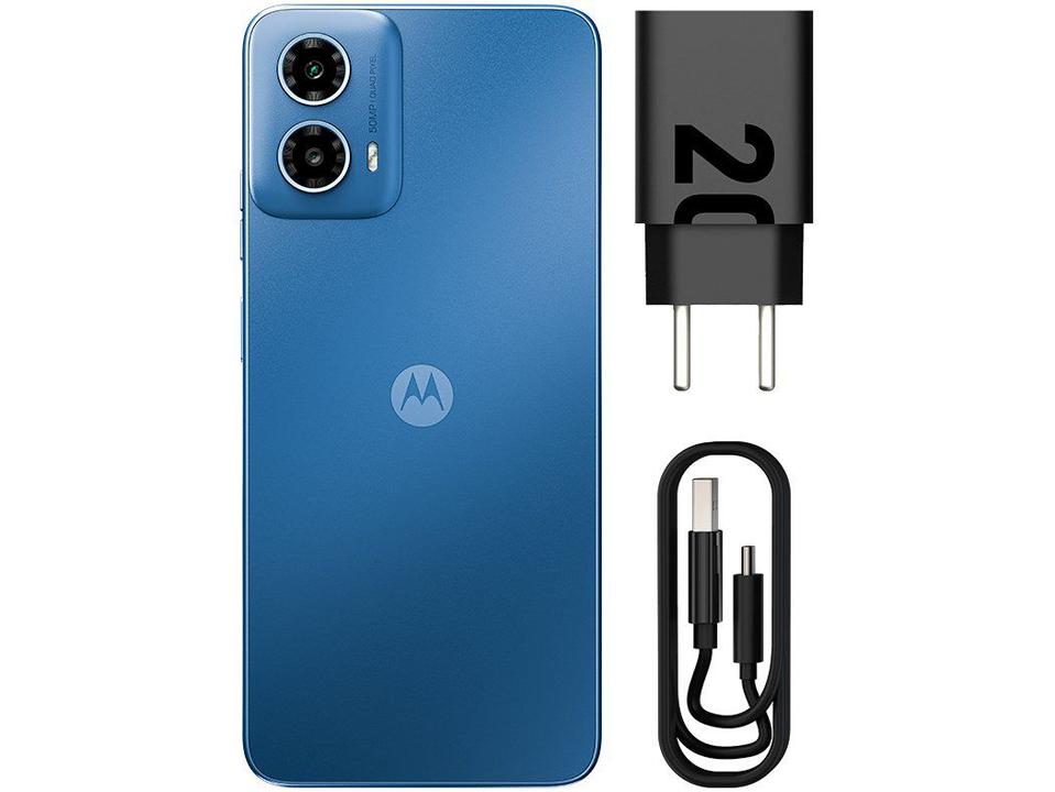 Smartphone Motorola Moto G34 128GB Azul 5G 4GB + 4GB RAM Boost 6,5" Câm. Dupla + Selfie 16MP Dual Chip - 18