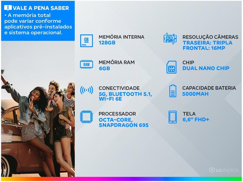 Smartphone Motorola Moto G82 128GB Preto 5G Octa-Core 6GB RAM 6,6” Câm. Tripla + Selfie 16M - 1