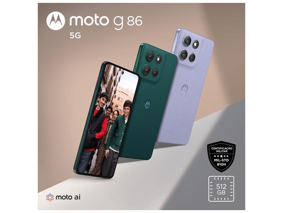 Smartphone Motorola Moto g86 512GB 5G 8GB RAM Lilás 6,7" Câm. Dupla + Selfie 32MP - 4