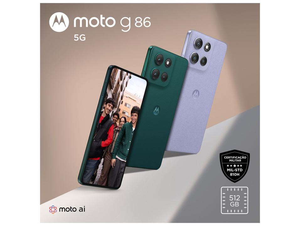 Smartphone Motorola Moto g86 512GB 5G 8GB RAM Verde Escuro 6,7" Câm. Dupla + Selfie 32MP - 4