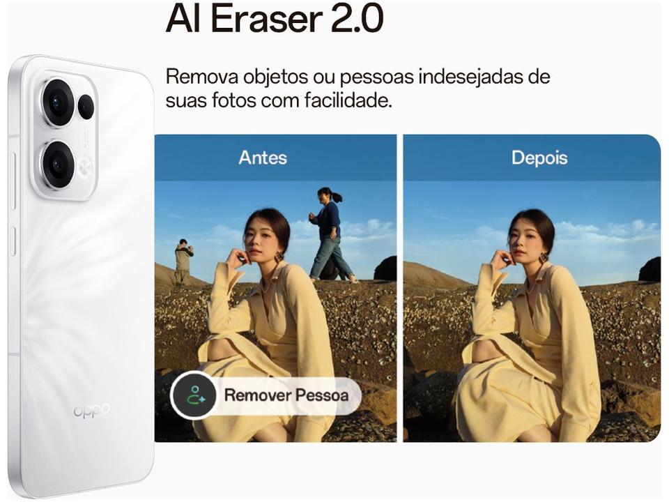 Smartphone OPPO Reno13 512GB Branco 5G 12GB RAM 6,67" Câm. Tripla + Selfie 50MP - 6