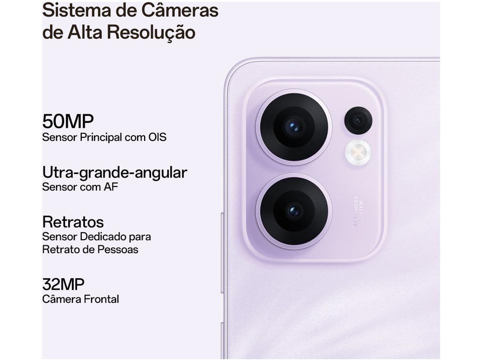 Smartphone OPPO Reno13 F 256GB Lavanda 5G 12GB RAM 6,67" Câm. Tripla + Selfie 32MP - 4