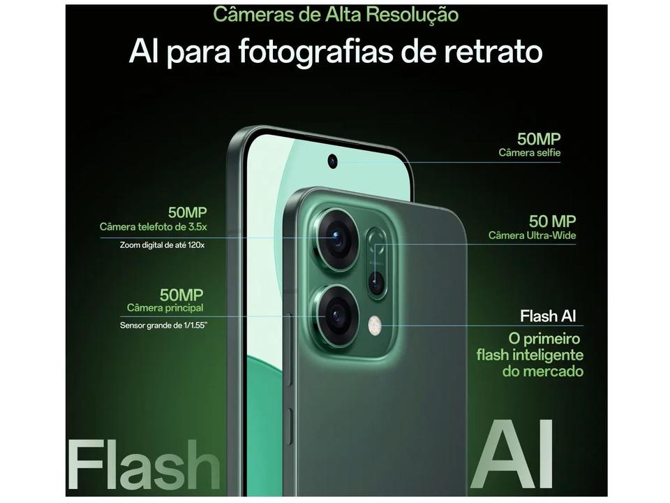 Smartphone OPPO Reno14 512GB 5G 12GB RAM Verde Luminoso 6,59" Câm. Tripla + Selfie 50MP - 9