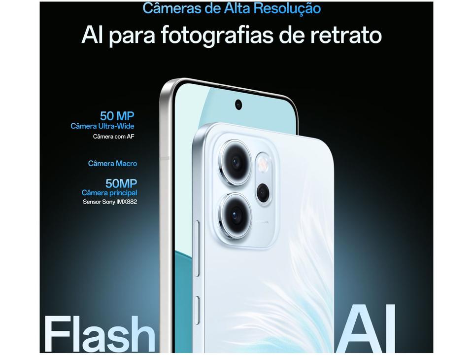 Smartphone OPPO Reno14 F 256GB 5G 12GB RAM Azul Cintilante 6,57" Câm. Tripla + Selfie 32MP - 9