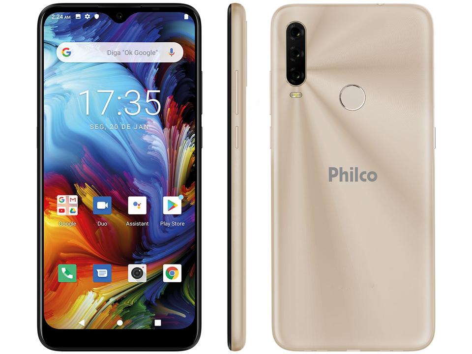 Smartphone Philco HIT P10 128GB Dourado 4G - Octa-Core 4GB 6,2” Câm. Tripla + Selfie 8MP