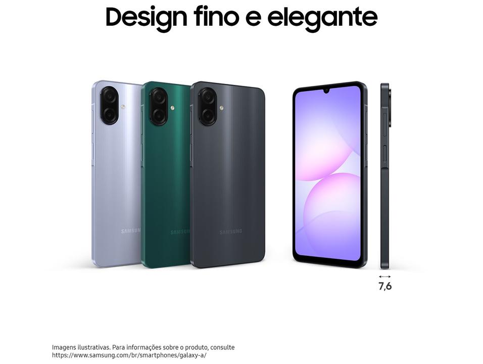 Smartphone Samsung A07 128GB Preto 4GB RAM Tela 6,7" Câm. Dupla + Selfie 8MP - 7