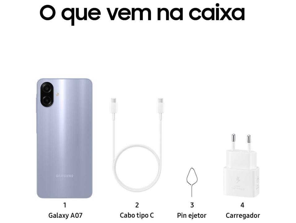 Smartphone Samsung A07 128GB Violeta 4GB RAM Tela 6,7" Câm. Dupla + Selfie 8MP - 9