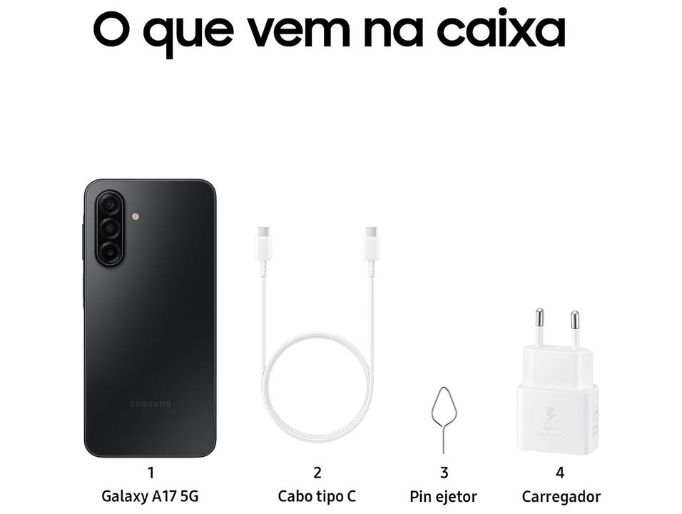 Smartphone Samsung Galaxy A17 128GB 5G 4GB RAM Preto 6,7" Câm. Tripla + Selfie 13MP - 11