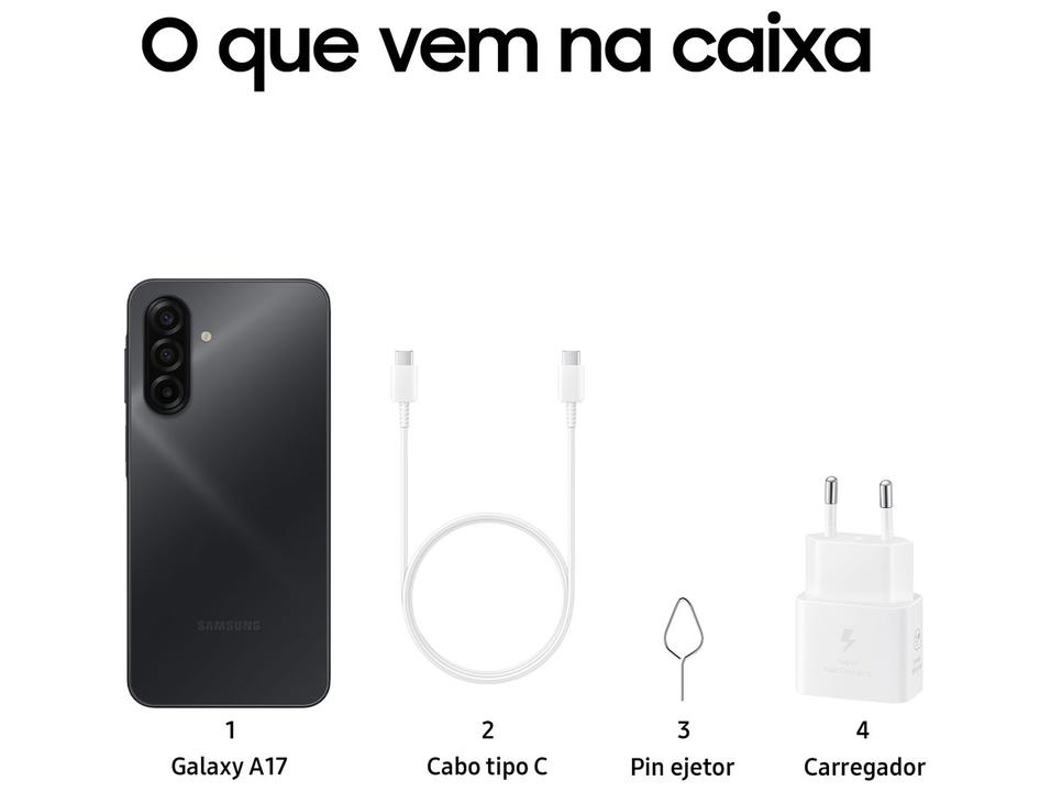 Smartphone Samsung Galaxy A17 256GB 8GB RAM Preto 6,7" Câm. Tripla + Selfie 13MP - 10