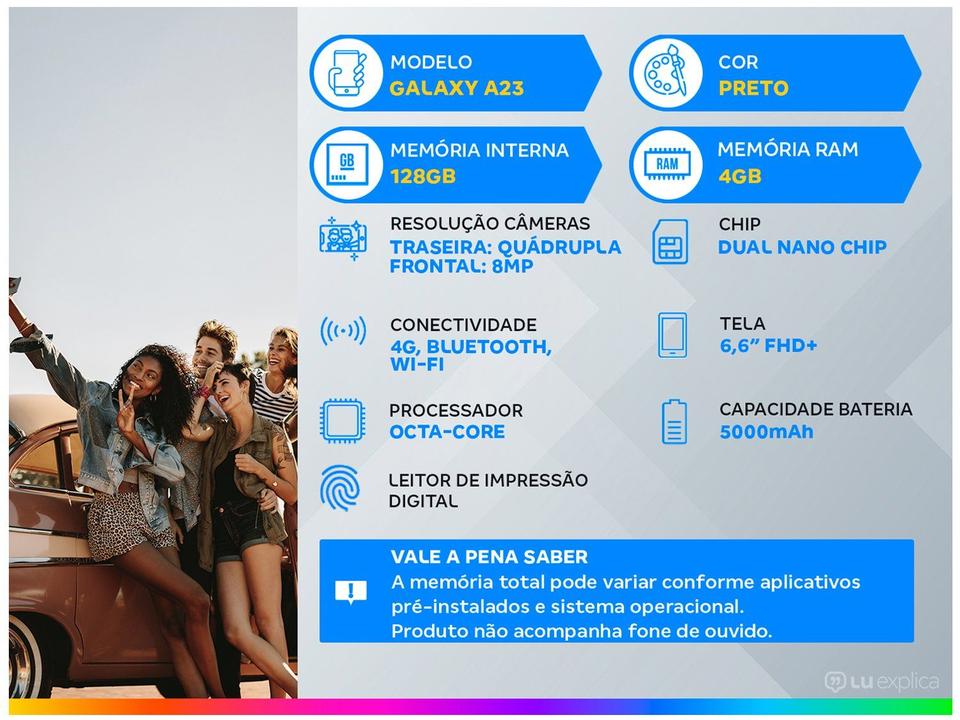 Smartphone Samsung Galaxy A23 128GB Preto 4G - 1