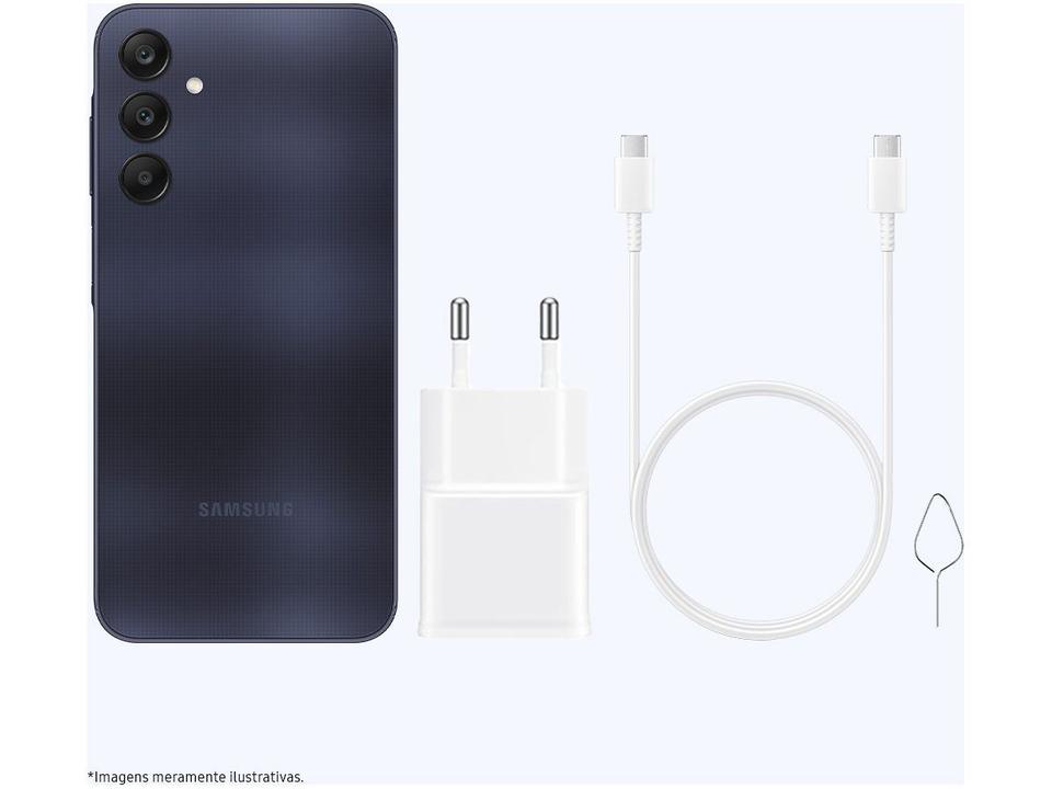 Smartphone Samsung Galaxy A25 6,5" 256GB Azul Escuro 5G 8GB RAM Câm Tripla 50MP + Selfie 13MP Bateria 5000mAh Dual Chip - 6