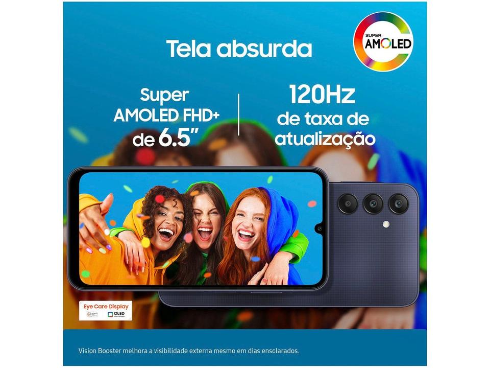 Smartphone Samsung Galaxy A25 6,5" 256GB Azul Escuro 5G 8GB RAM Câm Tripla 50MP + Selfie 13MP Bateria 5000mAh Dual Chip - 8