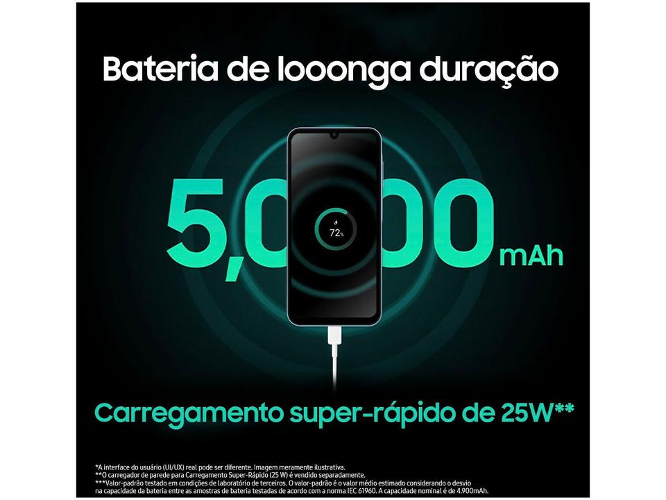 Smartphone Samsung Galaxy A25 6,5" 256GB Azul Escuro 5G 8GB RAM Câm Tripla 50MP + Selfie 13MP Bateria 5000mAh Dual Chip - 10