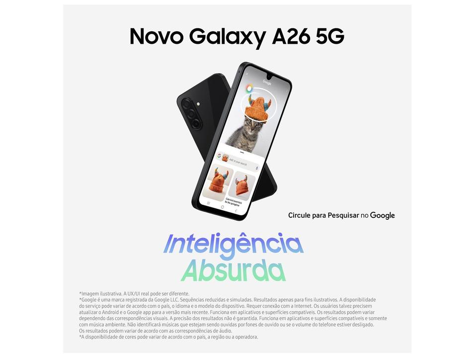 Smartphone Samsung Galaxy A26 256GB 5G 8GB RAM Branco 6.7" Câm. 50MP + 8MP + 2MP + Selfie 13MP - 8