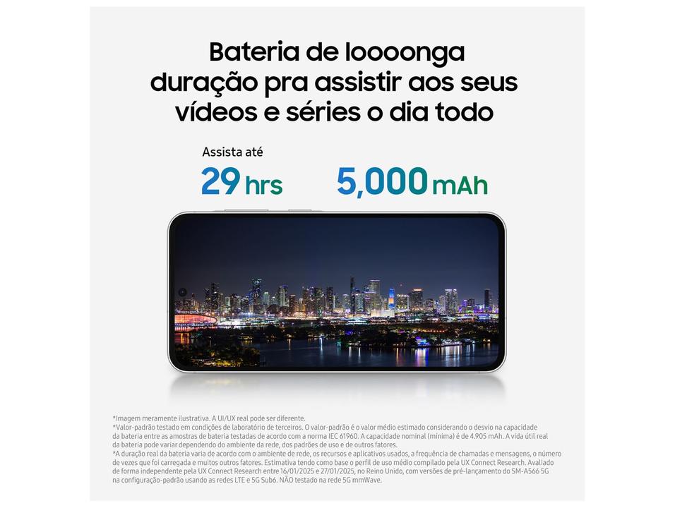 Smartphone Samsung Galaxy A26 256GB 5G 8GB RAM Branco 6.7" Câm. 50MP + 8MP + 2MP + Selfie 13MP - 5