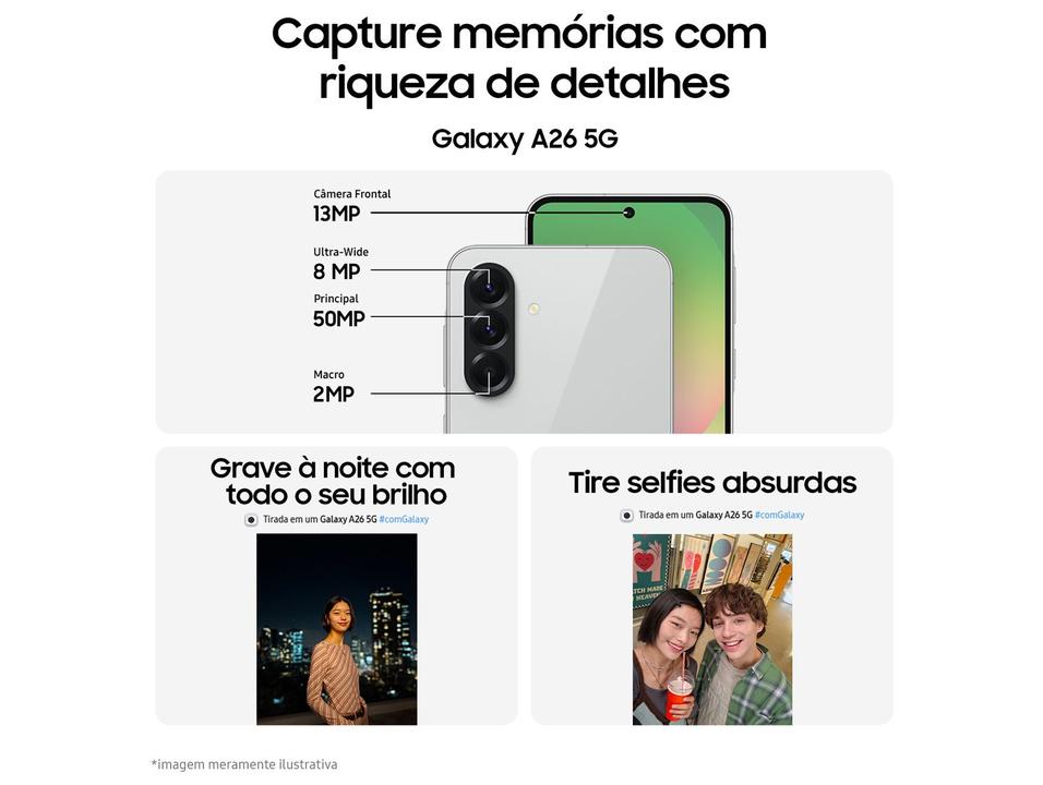 Smartphone Samsung Galaxy A26 256GB 5G 8GB RAM Branco 6.7" Câm. 50MP + 8MP + 2MP + Selfie 13MP - 2