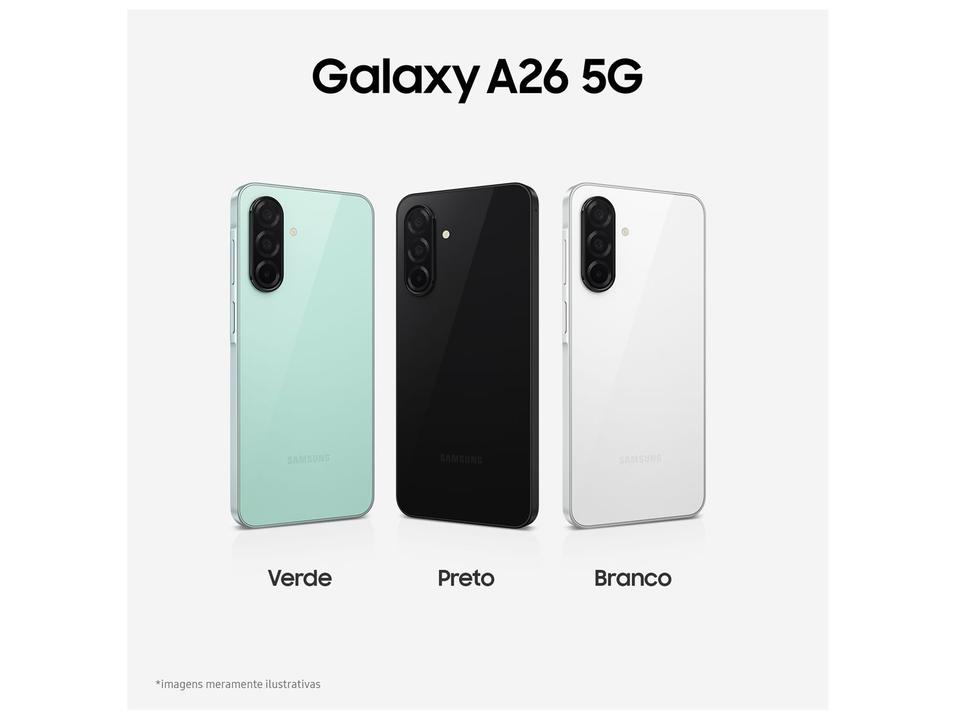 Smartphone Samsung Galaxy A26 256GB 5G 8GB RAM Branco 6.7" Câm. 50MP + 8MP + 2MP + Selfie 13MP - 6