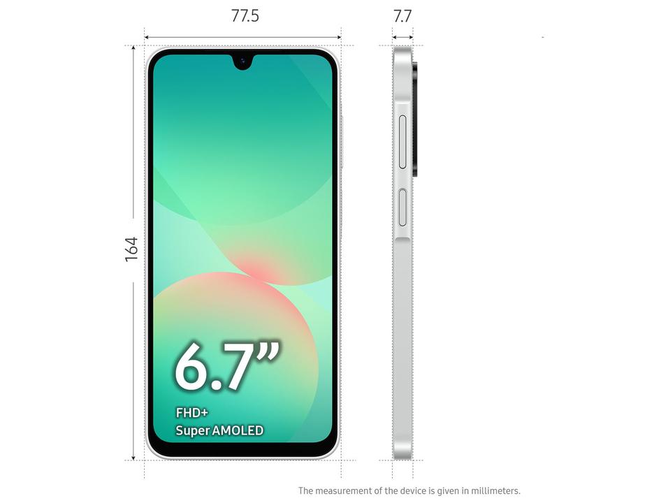 Smartphone Samsung Galaxy A26 256GB 5G 8GB RAM Branco 6.7" Câm. 50MP + 8MP + 2MP + Selfie 13MP - 8