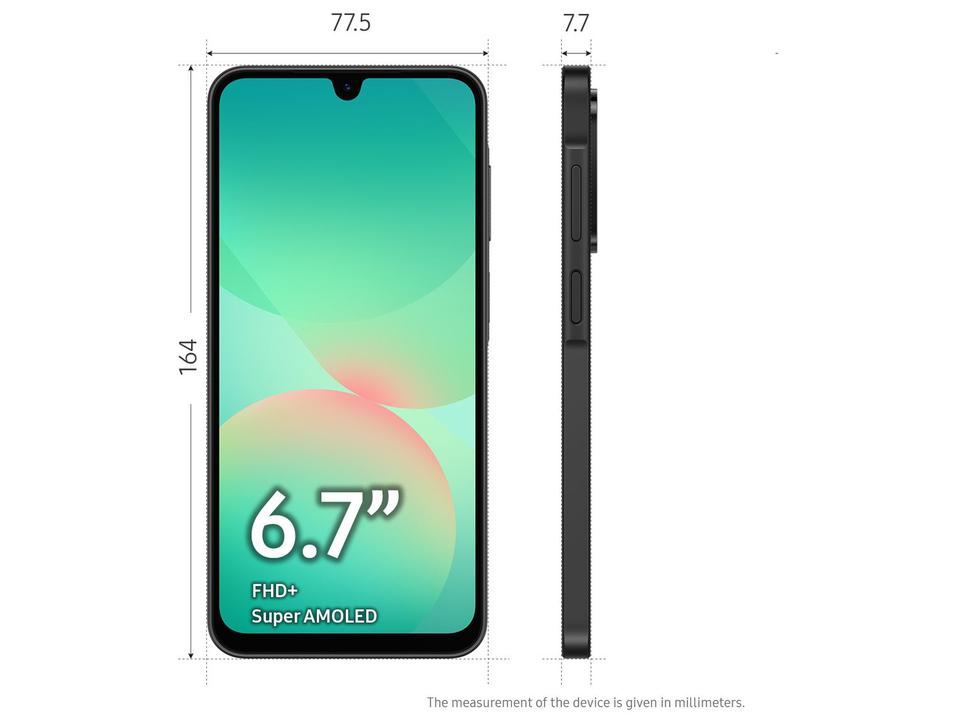 Smartphone Samsung Galaxy A26 256GB 5G 8GB RAM Preto 6.7" Câm. 50MP + 8MP + 2MP + Selfie 13MP - 8
