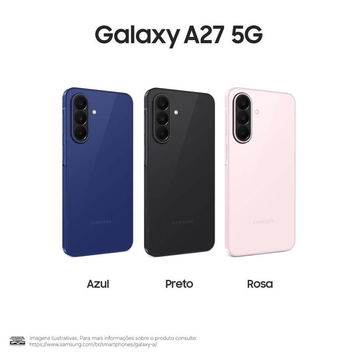 Smartphone Samsung Galaxy A27 256GB 5G 6GB RAM Rosa 6,7" Câm. Tripla Selfie 12MP - 12