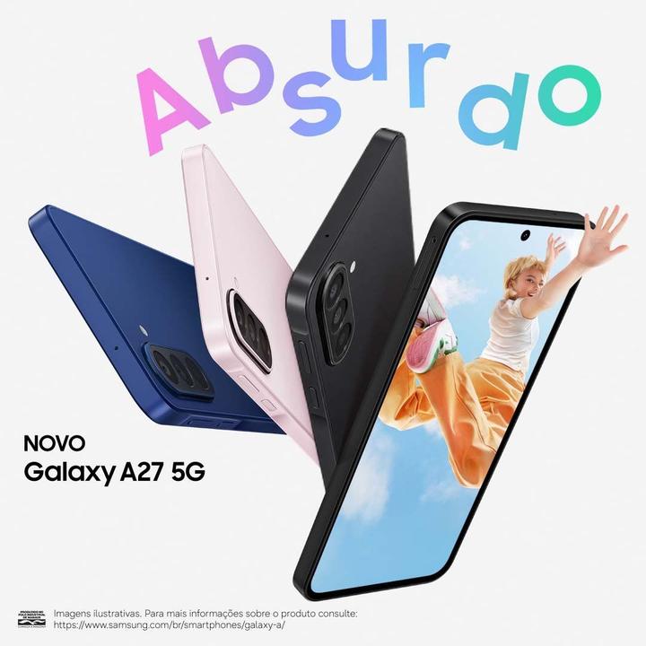 Smartphone Samsung Galaxy A27 256GB 5G 6GB RAM Rosa 6,7" Câm. Tripla Selfie 12MP - 1